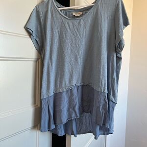 Style & Co. Blue Asymmetrical Short Sleeve Tee